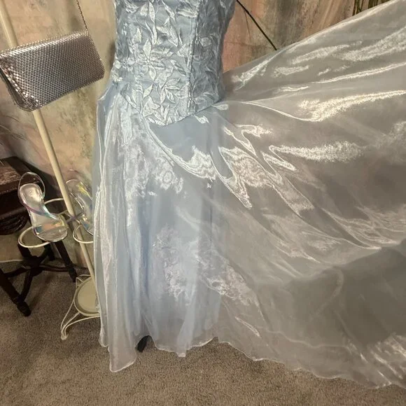 VTG📌 Aspeed Iridescent Organza 90s Fitted Corset-Style Bodice Prom Formal Gown - Picture 5 of 16